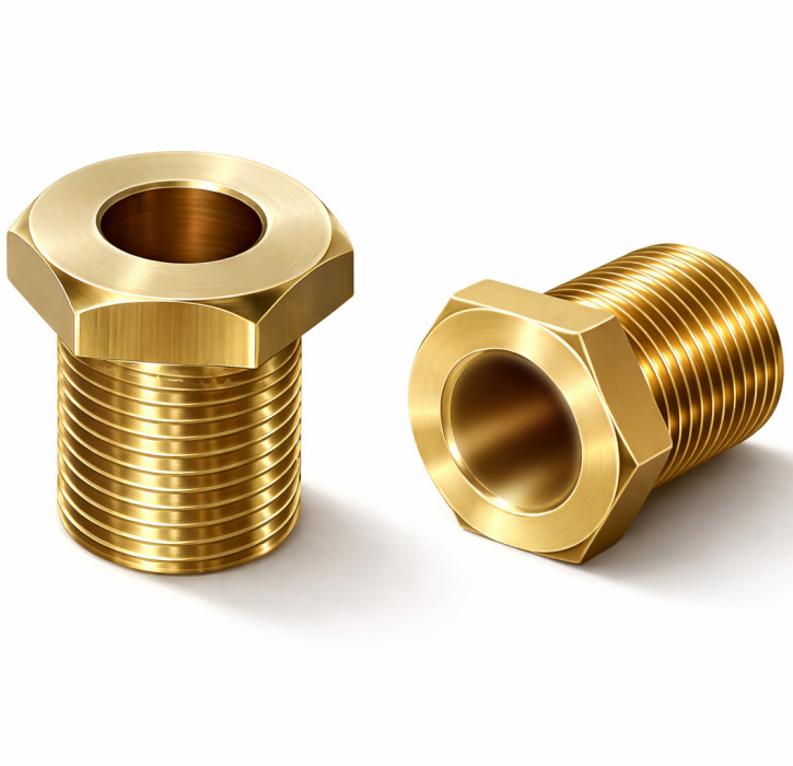 Messing 6-kant Trompetennippel, 13x15mm, M10x1x12