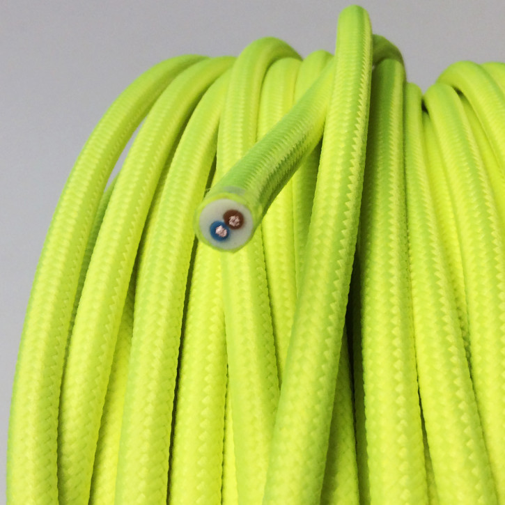 Stoffkabel Für Lampen – 2-adrig, 0,75 Mm² – Gelb – 5 Meter – Made In Italy