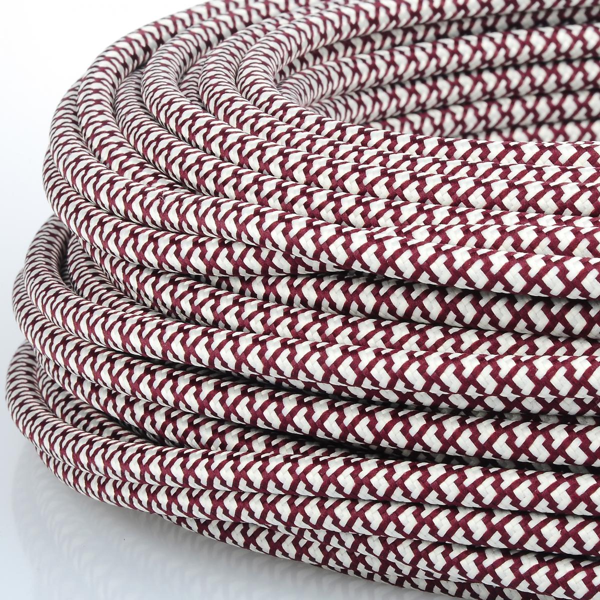 Creative Cables Textilkabel Rund, Zick-Zack Muster – 5 Meter, Feuerrot/grau Baumwolle, 2x0.75 Mm²