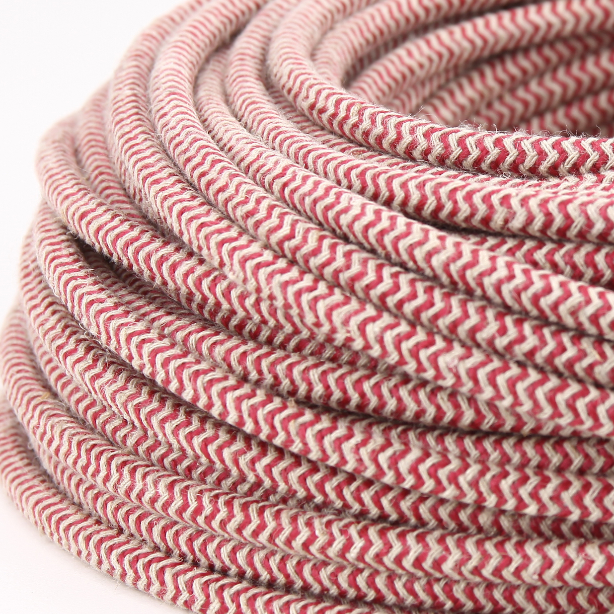 Creative Cables Textilkabel Rund, Zick-Zack Muster – 5 Meter, Antikrosa Baumwolle (3x0,75 Mm²)