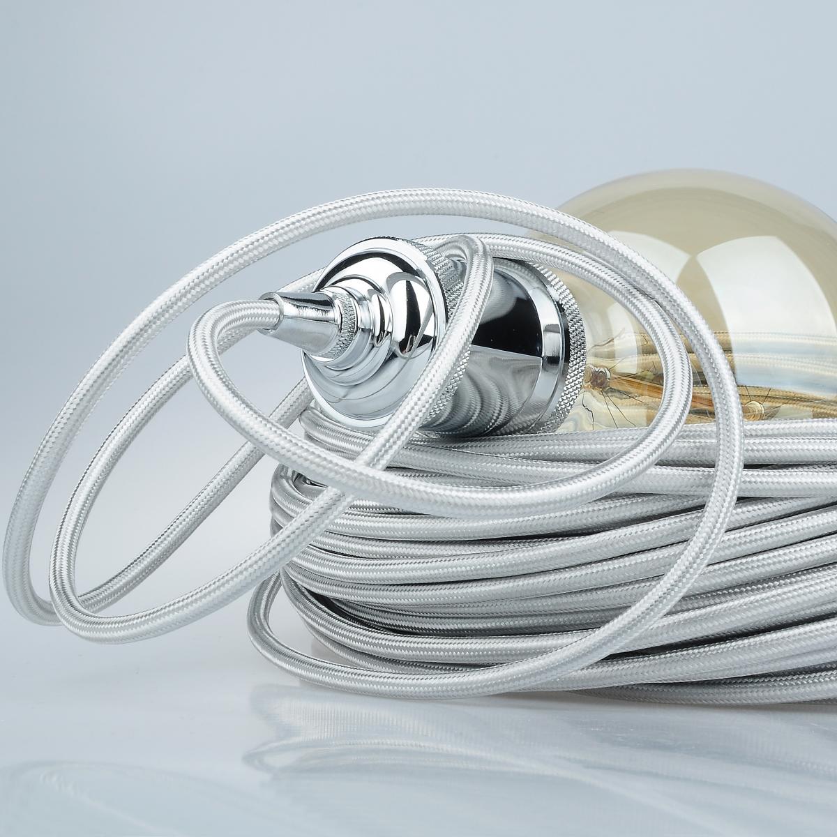 Stoffkabel Für Lampen – 2-adrig, Silber, 0,75 Mm²