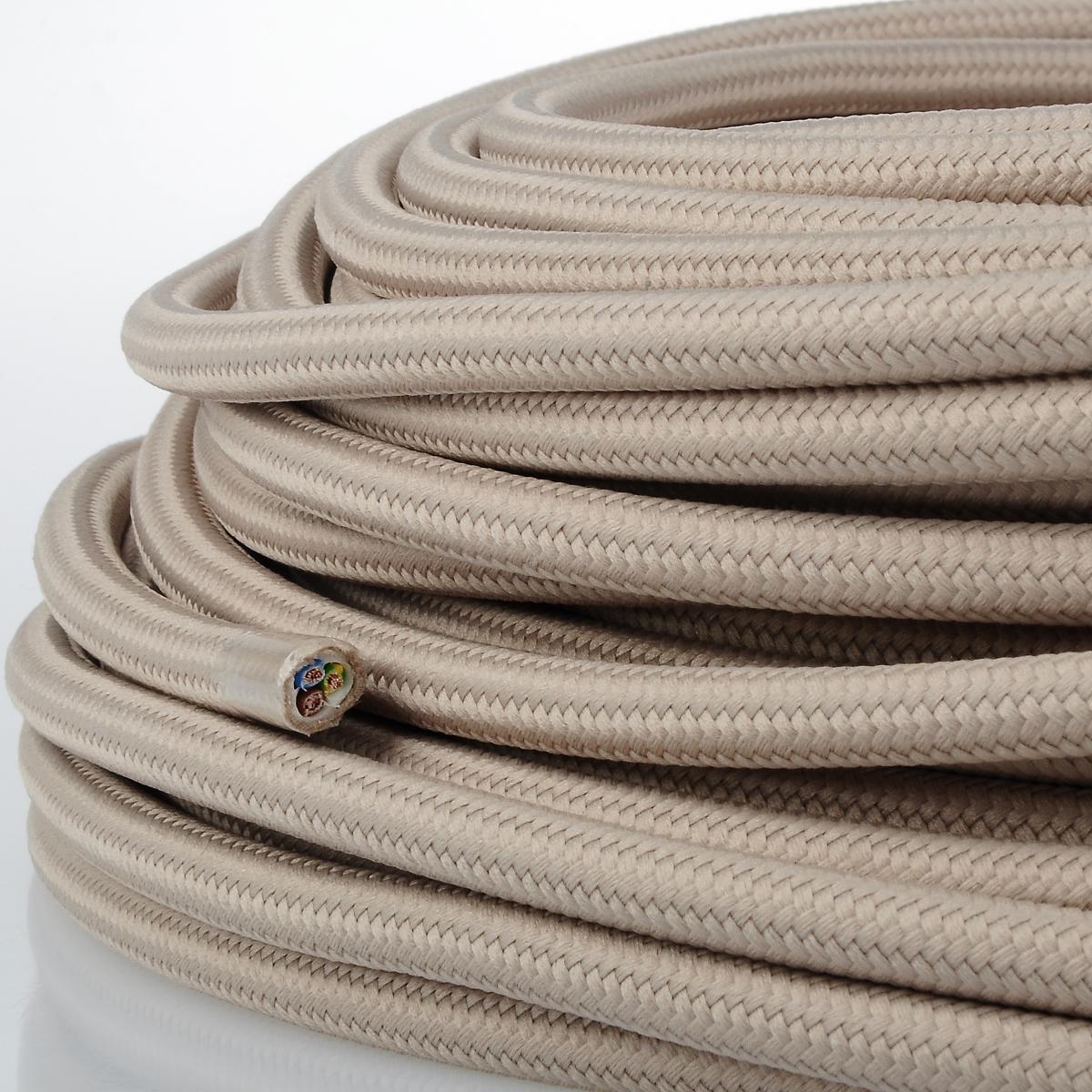 Textilkabel Stoffkabel In Dunkelgrün – 3-adrig, Rund, 3x0,75mm² | Pro Meter Bestellbar