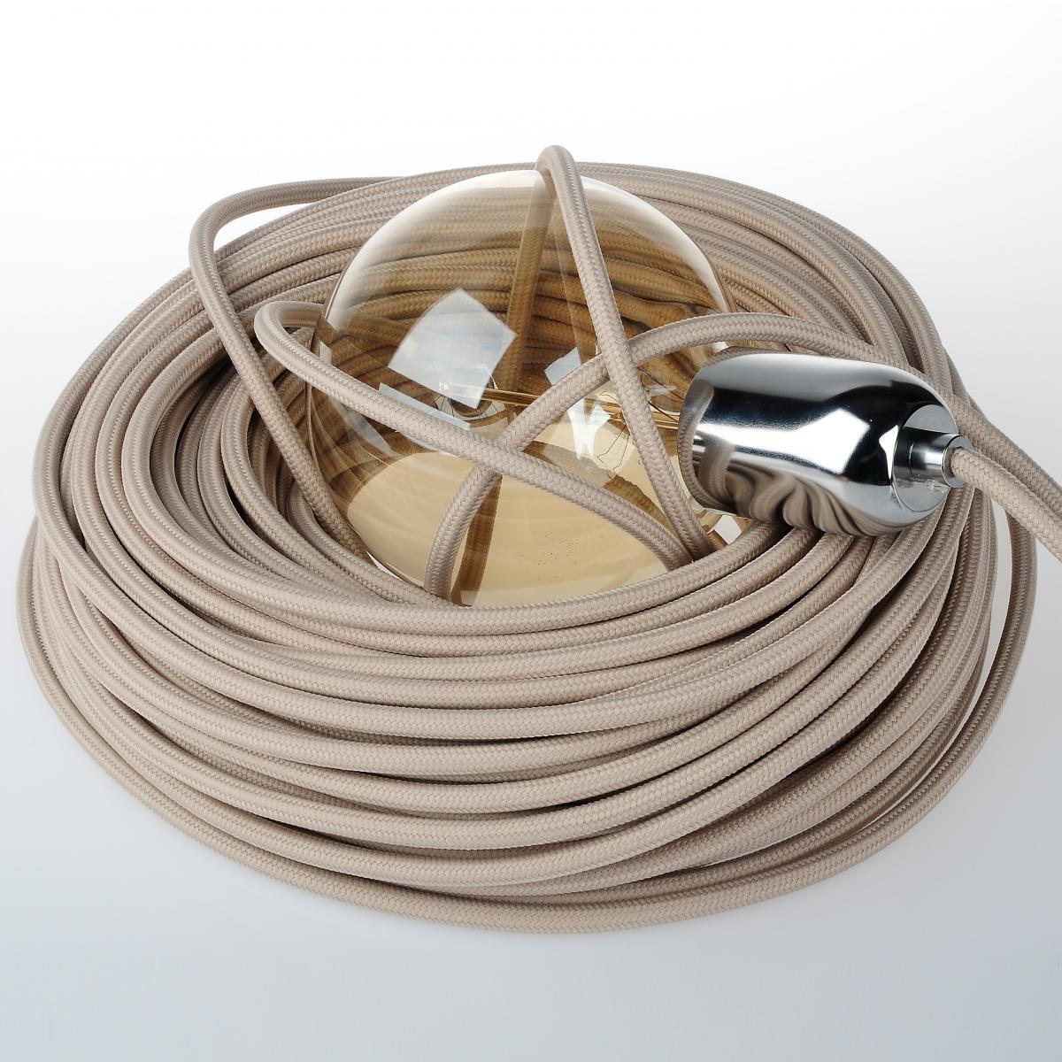 Stoffkabel Für Lampen – Geflochten, Beige, 3 Meter – Made In Italy