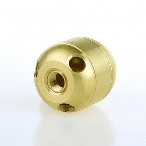 Messing Verbinder, 2.tlg Hohlkörper, 3xM10x1 (45°) +2x M10x1