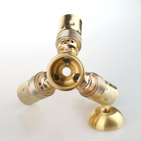 Messing Verbinder, 2.tlg Hohlkörper, 3xM10x1 (45°) +2x M10x1