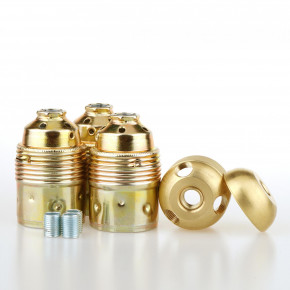 Metall-Dreifach-Fassung E27 für z.B.Tischleuchten, messingfarben