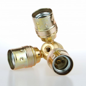 Metall-Dreifach-Fassung E27 für z.B.Tischleuchten, messingfarben