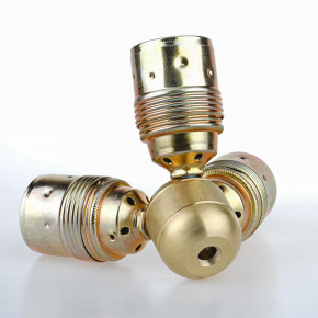 Metall-Dreifach-Fassung E27 für z.B.Tischleuchten, messingfarben