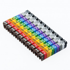Kabelmarker-Clips, bedruckt mit Ziffern 0-9, Kabeldurchmesser bis 6mm