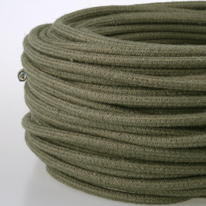 Textilkabel, Leinen + Jute umflochten Olivgrün  3x0,75 H03VV