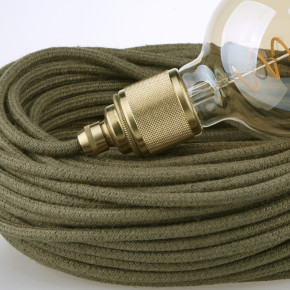 Textilkabel, Leinen + Jute umflochten Olivgrün  3x0,75 H03VV