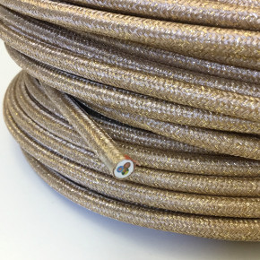 Creative Cables Textilkabel Rund – Gold Mit Seideneffekt, 5 Meter, 3x0,75 Mm² – Für Individuelle Lampen & Kreative Elektroinstallationen